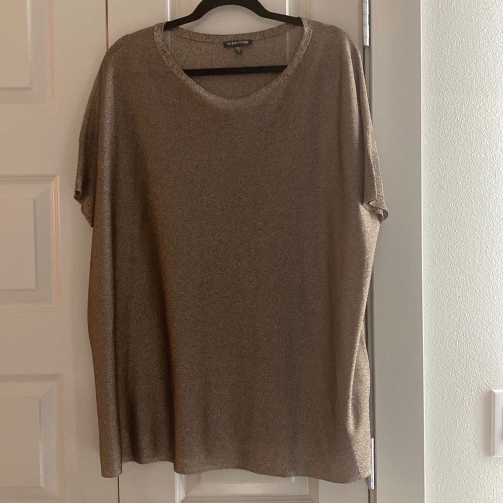 Brown and gold Eileen fisher tunic top size M